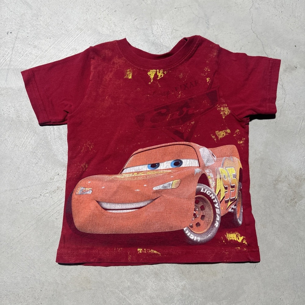 Vintage Disney Pixar Cars T-Shirt SZ 3T Youth Kids Lighting McQueen Y2K